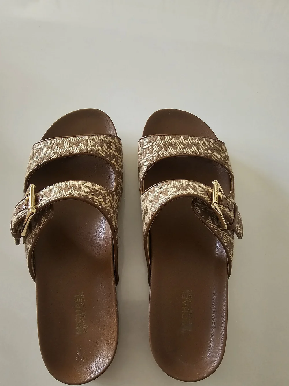 Michael Kors Women's Tan Logo Slide Sandals